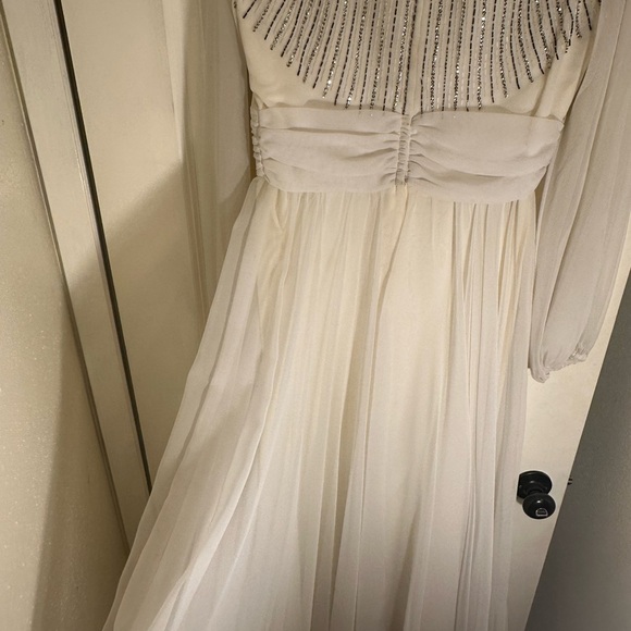 Jack Bryan Beaded Chiffon Dress - Sheer Sleeves With Beaded Bodice - Picture 8 of 14